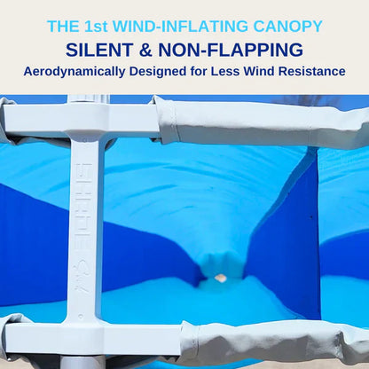ShadeSock Wind-Inflated Beach Shade Canopy | Silent, Self-Adjusting, UPF 50+ Sun Shelter for 4 People | 8x10 ft | Anti-Flap Design